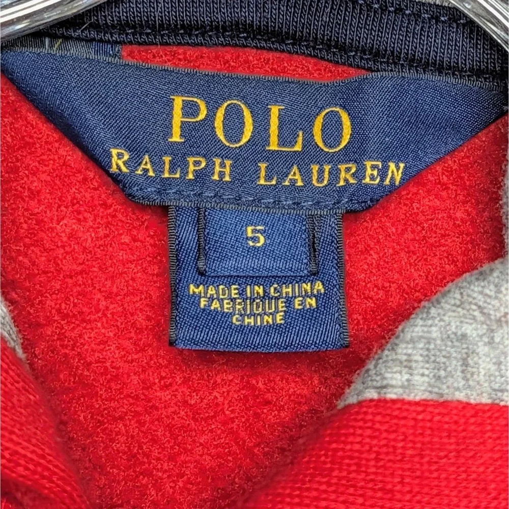 Polo Ralph Lauren Script Logo Spellout Fleece Full Zip Hoodie Jacket Boys Size 5